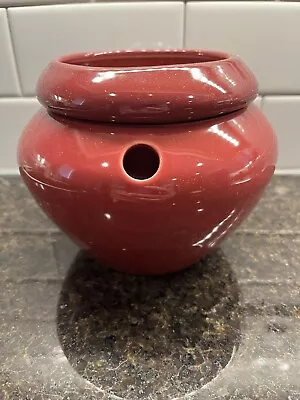 The Violet Pot Flower Self Watering Planter Paprika Red Glazed Vtg 1997 Ceramic • $29.99