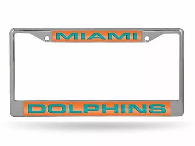 Miami Dolphins NFL Silver Laser License Plate Frame Green Letters • $18.99