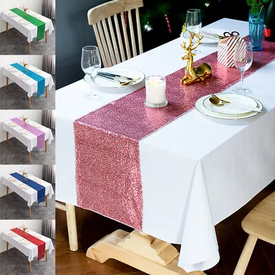 1PC Sequin Table Runner Tablecloth Shiny Bling Placemat Wedding Party Decoration • £4.07