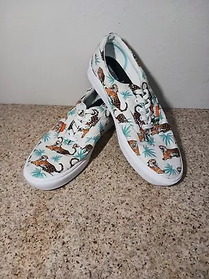 Vans Discovery Project Cat Comfycush Men's Size 12 White Lowtop Tiger Sneakers • $14.88