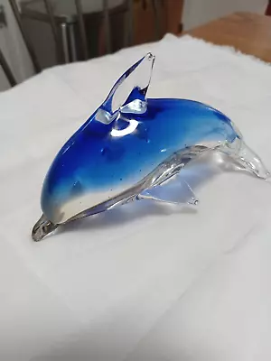 Beautiful Murano Style Hand Blown Art Glass Dolphin • $19.95