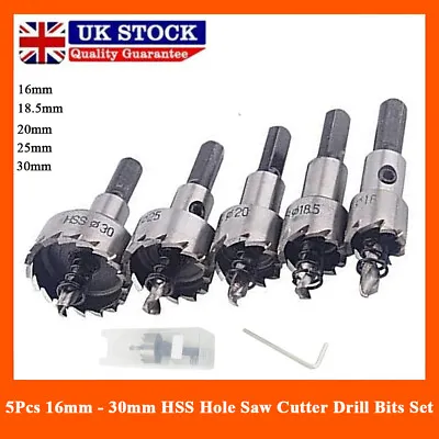 5Pcs HSS Hole Saw Cutter Drill Bit Set For Stainless/Aluminum/Alloy/Plastic/Wood • £11.70