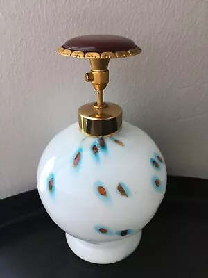 Vintage Murano DeVilbiss White Millefiori Atomizer Perfume Bottle Jeweled Top. • $54