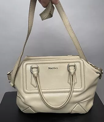 Max Mara Leather Bag Purse Taupe/Beige Crossbody/top ￼Handle • $140