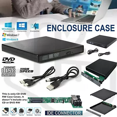 £8.75 • Buy Usb To Ide External Pc Laptop Dvd Cd Rom Drive Enclosure Caddy Case Cover