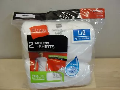 New Package Hanes 2 Tag Less T-shirts Size Large 42-44  White • $7