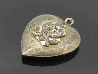 925 Sterling Silver - Vintage US Military Heart Dark Tone Pendant - PT14971 • $33.50