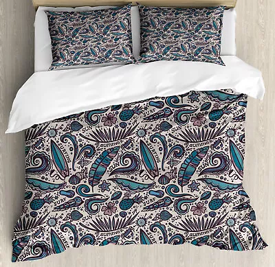 Surfboard Duvet Cover Set With Pillow Shams Exotic Waters Fun Print • $89.99