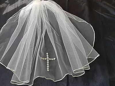 £14 • Buy 18  Single Tier Communion Veil With Daisy Cross