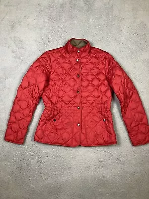 Eddie Bauer Quilted Jacket Womens Large Tall LT Red EB500 Goose Down Fill Power • $39.95