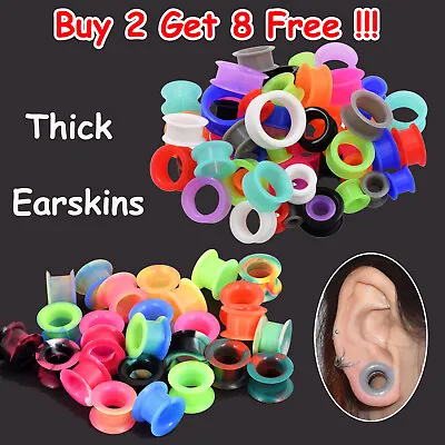 $6.39 • Buy 2PC THICK Silicone FLESH TUNNELS-Ear Skin-Ear Gauge-Soft Ear Plugs DOUBLE FLARED