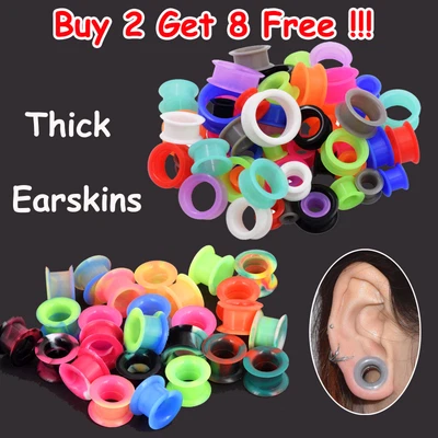 2PC THICK Silicone FLESH TUNNELS-Ear Skin-Ear Gauge-Soft Ear Plugs DOUBLE FLARED • $6.39