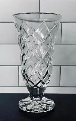 Waterford Crystal Kinsale Vase Cut Diamond Pattern Footed 7  Tall • $54