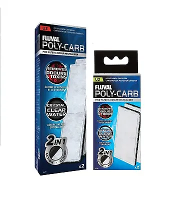 Fluval Poly Carbon Filter Replacement U2 U3 U4 Cartridge Media Stop Odours Foam • £8.25