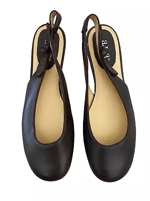 Nwot A.n.a. A New Approach Brown Leather Round Toe Flat Slingback Shoes Sz 8M • $17