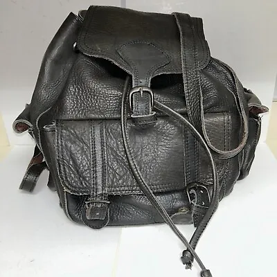 Vintage Leather Backpack Shoulder Bag Brown Distressed Inside Pocket Adjustable • $27.97