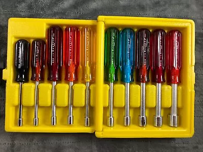 Vintage XCELITE HS-6-18 Hollow Shaft Nutdriver 10 Piece Set 3/16 To 9/16 Set USA • $45