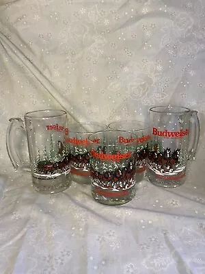 LOT OF 5 Vintage 1989 BUDWEISER CLYDESDALES Glasses Beer Mugs/Bar Glasses  • $44