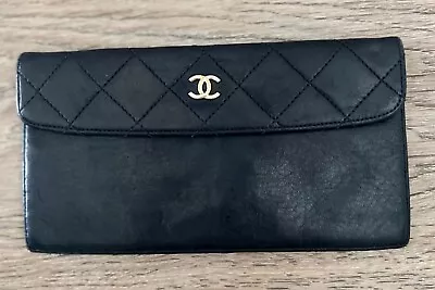 Chanel Vintage Black Wallet Lambskin (Authentic) **Dust Bag Included** • $72