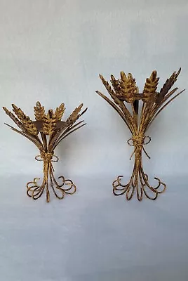 Rustic Metal Harvest Wheat Tiered Pillar Candle Holders Set Of 2  • $25