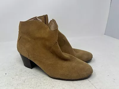 ANTONIO MELANI Oakmeal Suede Leather Ankle Boots Zipped Women’s Size 8 M • $24.99