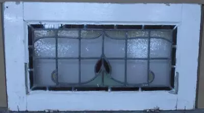 OLD ENGLISH LEADED STAINED GLASS WINDOW TRANSOM PRETTY ABSTRACT 32  X 18  • $275