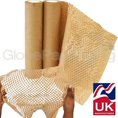 380mm X 30M ROLL OF HONEYCOMB PAPER WRAP - HIVE PAPER ECO KRAFT PROTECTION GIFTS • £12.98