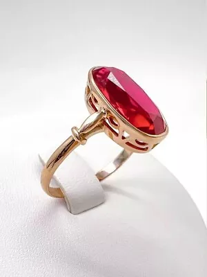 Vintage Gold 583 14K With Stone Corundum Women's Jewelry Elegant Ring 3.3gr • $495