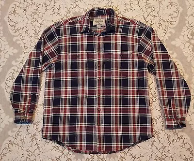 Vtg Eddie Bauer Mens Flannel LS Shirt XLT Tall Blue Red Plaid Thick 100% Cotton • $10.90