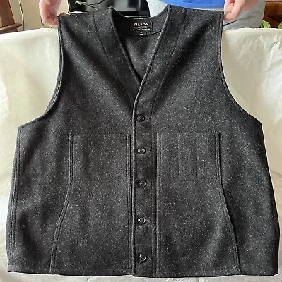 Filson Vintage Mackinaw Vest  Men’s XXXL Made In USA  100% Virgin Wool Charcoal • $200