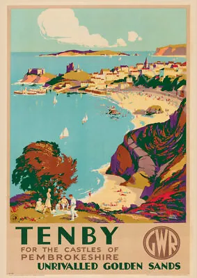 GWR TENBY For The Castles Of Pembrokshire Vintage Railway Poster  Print • £5.99