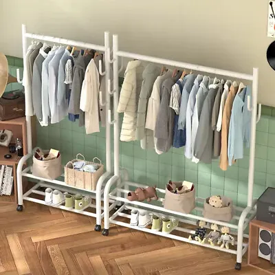 Heavy Duty Mobile Garment Rail Clothes Rack 60/100cm Home Hanging Market Display • £24.95