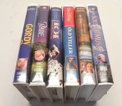 $22.47 • Buy Vhs Lot 6 Sound Of Music Old Yeller 1010 Dalmations Babe Gordy Swiss Family