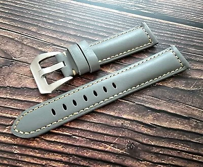 £7.95 • Buy High Quality Padded Leather Watch Strap Band 20mm 22mm 24mm Pearl Grey 