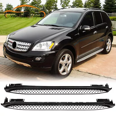 2x Running Boards Side Step Nerf Bar Silver For Mercedes Benz M-Class W164 05-12 • $249.88