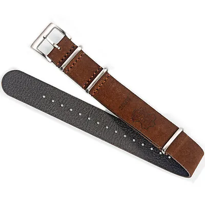 Suede Leather Watch Band Zulu Style One-Piece Military Strap Vintage Tone COF • $16.99