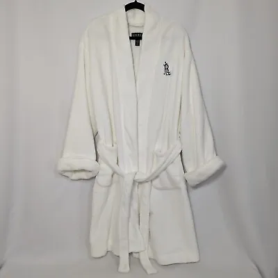 Lauren Ralph Lauren Monogram Tie Waist Soft Terry Robe Women's L/XL White • $29.99