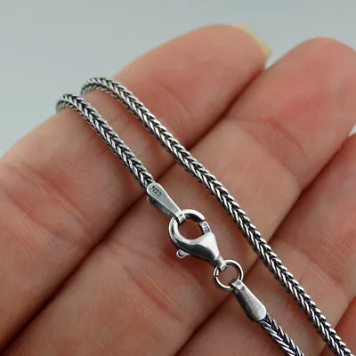 1.5mm Oxidized Square Foxtail Chain 925 Sterling Silver Antique Finish Necklace • $18