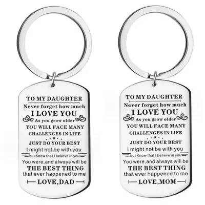 To My Daughter Love Best Key Chain Cute Stainless Steel Keyring Keyfob Xmas Gift • £3.49