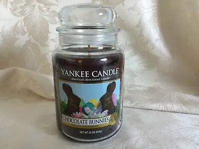 Yankee Candle “Chocolate Bunnies” 19 Pour Lge Jar White D/Field Label From USA • £34.95