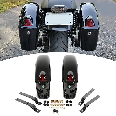 Motorcycle Universal Luggage Hard Saddle Bags For Harley Honda Yamaha Cruiser AU • $190.99