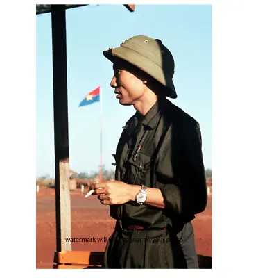 Vietnam War Viet Cong Officer Smoking Cigarette PHOTO - 1973 • $4.28