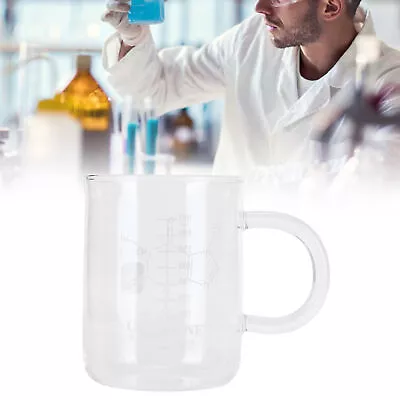 Beaker Mug Borosilicate Glass Cup W/Handle Measuring Scale Coffee Beaker Mug BMG • $24.99