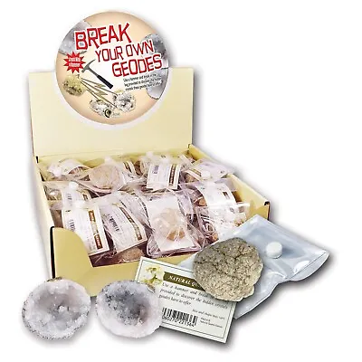 £5.99 • Buy Break Your Own Geodes Two Small Geode Stones With Natural Quartz Geology Gift