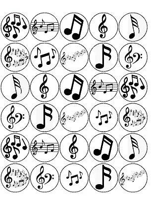 30 Pre-cut Music Notes Cupcake Cake Edible Rice Wafer Paper Toppers Decorations • £2.95