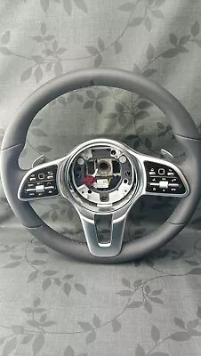 Mercedes Benz Steering Wheel Black Leather With Chrome Shift Paddles New OEM • $440