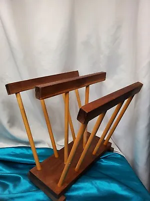 Vintage Magazine Rack Wooden Magazine Rack Vintage Wooden Book Rack Mcm 12x12 • $25