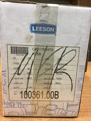 $175 • Buy Leeson Motor 100361.00B 1/4HP 60HZ 115/208-230V 1725RPM TENV Single Phase NEW