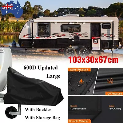 600D Heavyduty Caravan Drawbar Tow Hitch Cover Camper Trailer With Buckles Large • $29.99