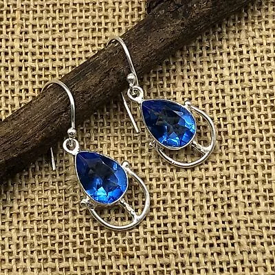 Natural Tanzanite Gemstone Drop/Dangle Blue Earrings 925 Sterling Silver Jewelry • £13.09